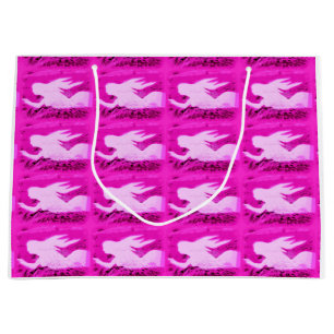Grand Sac Cadeau pointage des sirènes roses