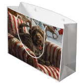 Grand Sac Cadeau Pointeur à poils durs Griffon Chien Festif de Noël (Dos Angle)