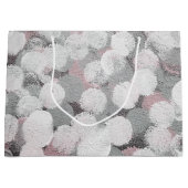 Grand Sac Cadeau Points Abstraits gris et blanc (Devant)