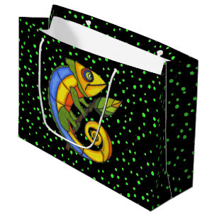 Grand Sac Cadeau Points de la branche de Lizard coloré