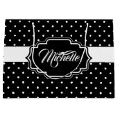 Grand Sac Cadeau Points noirs et blancs (Devant)
