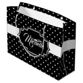 Grand Sac Cadeau Points noirs et blancs (Dos Angle)