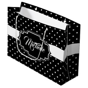 Grand Sac Cadeau Points noirs et blancs