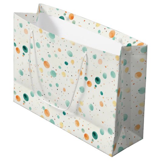 Grand Sac Cadeau POINTS Tangerins Turquoise (Devant Angle)