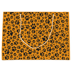 Grand Sac Cadeau Pois de chien noir et blanc Pointe Polka sur dahli