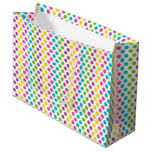 GRAND SAC CADEAU POIS DE PÂQUES DE COULEUR BRILLANTE