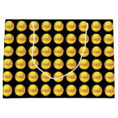 Grand Sac Cadeau Pois d'or Elegant moderne sur noir (Devant)