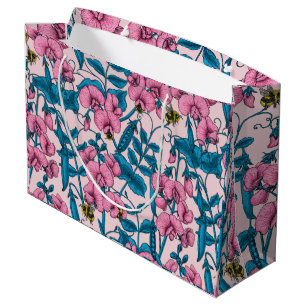 Grand Sac Cadeau Pois doux et bourdons, rose et bleu