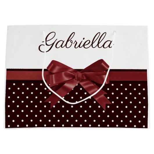 Grand Sac Cadeau Pois et Bow (Devant)