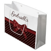 Grand Sac Cadeau Pois et Bow (Devant Angle)