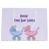 Grand Sac Cadeau pois jumeau garçon & fille (Devant)