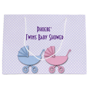 Grand Sac Cadeau pois jumeau garçon & fille