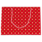 Grand Sac Cadeau Pois Red & Gold Motif sans couture (Devant)