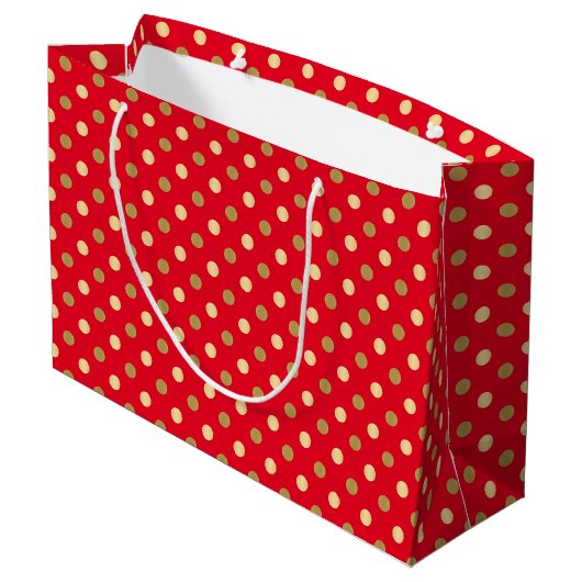 Grand Sac Cadeau Pois Red & Gold Motif sans couture (Dos Angle)