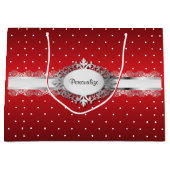 Grand Sac Cadeau Pois rouges et blancs brillants (Devant)