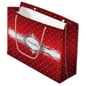 Grand Sac Cadeau Pois rouges et blancs brillants (Devant Angle)
