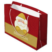 Grand Sac Cadeau Pois rouges et or mignons et Père Noël (Dos Angle)