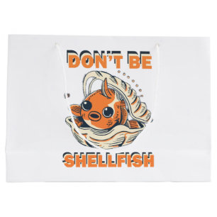 Grand Sac Cadeau Poisson hilarant dans un Art de Coquillage
