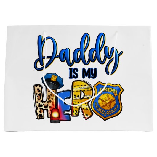 Grand Sac Cadeau Policeman Daddy Hero (Devant)