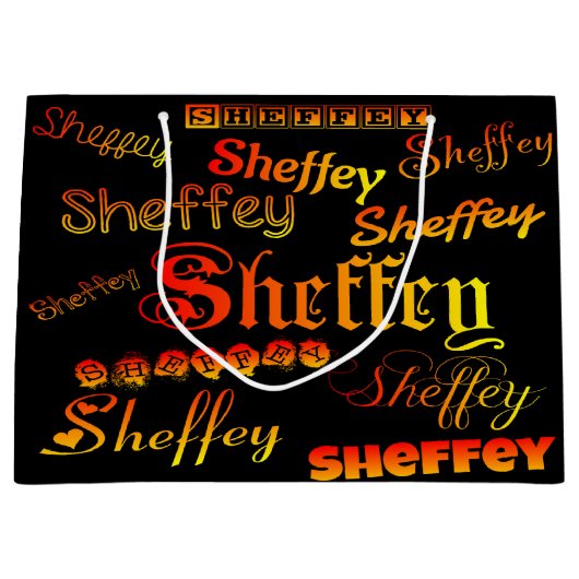 Grand Sac Cadeau Polices Sheffey - orange, rouge et jaune (Devant)