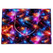 Grand Sac Cadeau Polygone néon abstrait avec explosions (Devant)