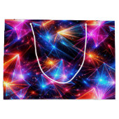 Grand Sac Cadeau Polygone néon abstrait avec explosions (Dos)