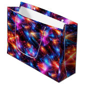 Grand Sac Cadeau Polygone néon abstrait avec explosions (Devant Angle)