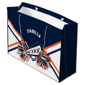 Grand Sac Cadeau Pom-pom girl 📣 - Bleu foncé, Orange, Blanc - Gran (Dos Angle)