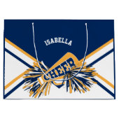 Grand Sac Cadeau Pom-pom girl 📣 - Bleu marine, Or, Blanc (Devant)