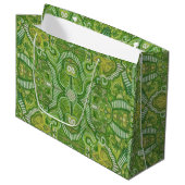 Grand Sac Cadeau Pomme Stripe Bohème Arabesque Motif Chartreuse (Devant Angle)