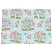 Grand Sac Cadeau Poney bleu rose de carrousel de cirque (Devant)