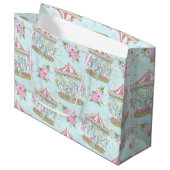 Grand Sac Cadeau Poney bleu rose de carrousel de cirque (Devant Angle)