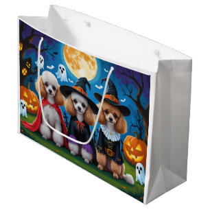 Grand Sac Cadeau Poodle Chiens Citrouille Halloween drôle