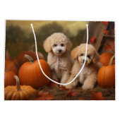 Grand Sac Cadeau Poodle Chiot Automne Citrouille délice (Dos)