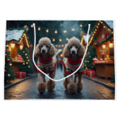 Grand Sac Cadeau Poodle Dogs Christmas Snow Holiday  (Devant)