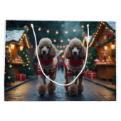 Grand Sac Cadeau Poodle Dogs Christmas Snow Holiday  (Dos)