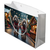Grand Sac Cadeau Poodle Dogs Christmas Snow Holiday  (Dos Angle)
