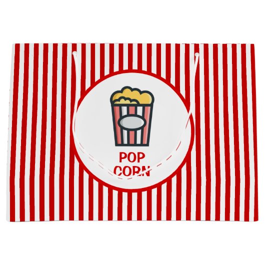 Grand Sac Cadeau Popcorn rayé (Devant)