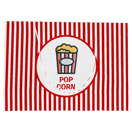 Grand Sac Cadeau Popcorn rayé (Dos)