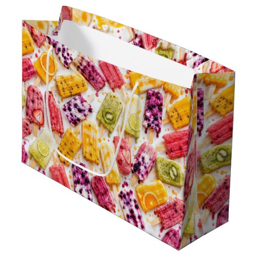 Grand Sac Cadeau Popsicles de fruits congelés Abstraits (Devant Angle)