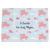 Grand Sac Cadeau Porcs volants lunaires (Devant)