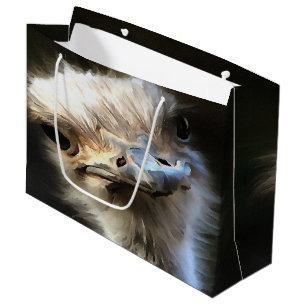 Grand Sac Cadeau Portrait Artistique Ostrich Avec Expression Goofy