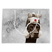 Grand Sac Cadeau Portrait de Noël de dobermann (Devant)