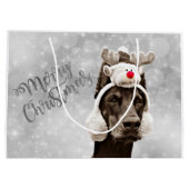 Grand Sac Cadeau Portrait de Noël de dobermann (Dos)