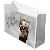 Grand Sac Cadeau Portrait de Noël de dobermann (Devant Angle)