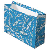 Grand Sac Cadeau Portugais Lisbonne Sardines Motif Azulejos Bleu (Devant Angle)