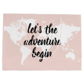 Grand Sac Cadeau Positive rose Commençons l'aventure Carte du Monde (Dos)