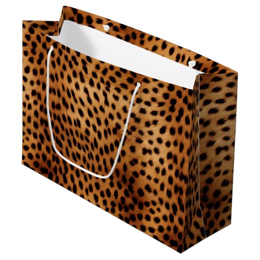 Grand Sac Cadeau Poster de animal Cheetah Brown et noir (Devant Angle)