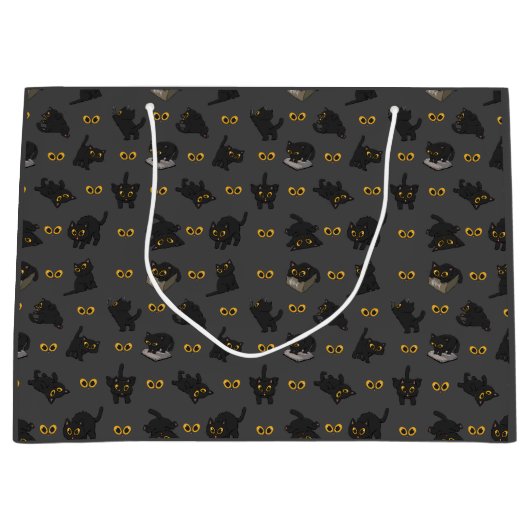 GRAND SAC CADEAU POSTURE EN CHAT NOIR (Devant)