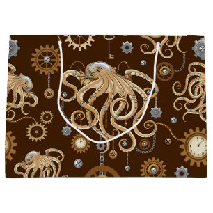 Grand Sac Cadeau Poulpe Steampunk Rétro Fantastique Mécanique